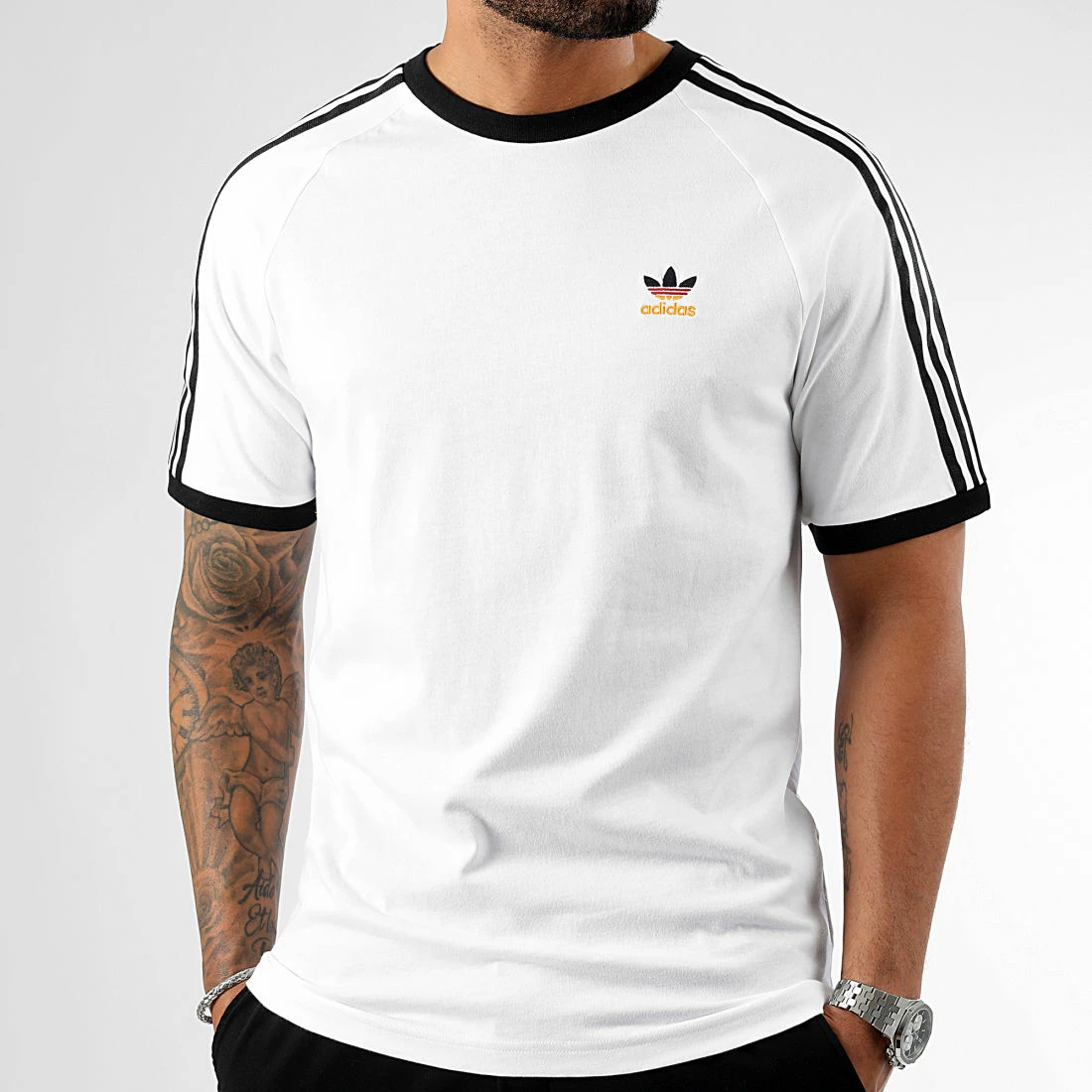 Meilleur prix ⭐ Tee 👚 Shirt A Bandes HK7420 Blanc de Adidas Originals ❤️ 7 Meilleur prix ⭐ Tee 👚 Shirt A Bandes HK7420 Blanc de Adidas Originals ❤️ – Image 5