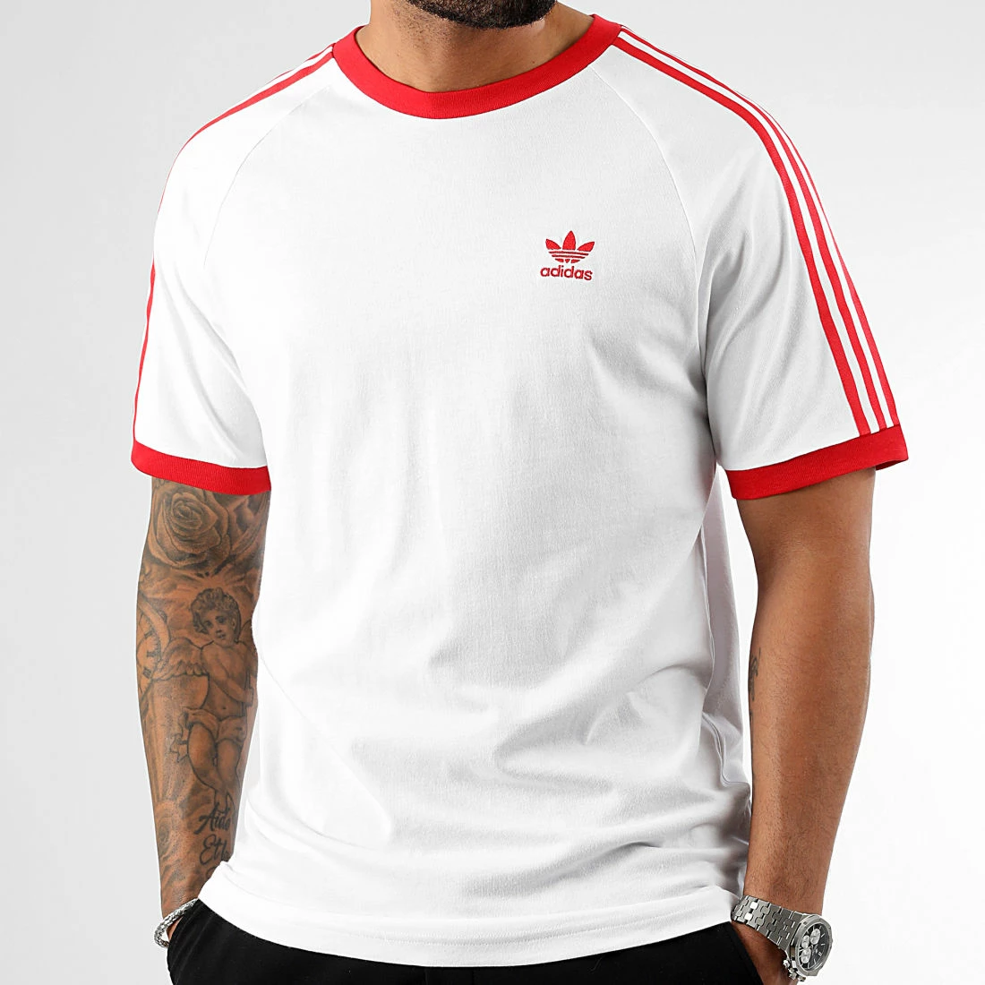 Acheter 😍 Tee 👕 Shirt A Bandes HS8944 Blanc Rouge de Adidas Originals 🥰 7 Acheter 😍 Tee 👕 Shirt A Bandes HS8944 Blanc Rouge de Adidas Originals 🥰 – Image 5