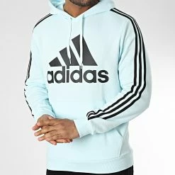 Tout neuf 🌟 Sweat Capuche A Bandes HL2302 Bleu Ciel de Adidas Performance ❤️ -Pas Cher adidas Magasin adidas 342720 HL2302 20221013T151956 03