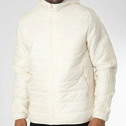 Budget 👏 Doudoune Capuche A Bandes HL9213 Beige de Adidas Originals 🔥