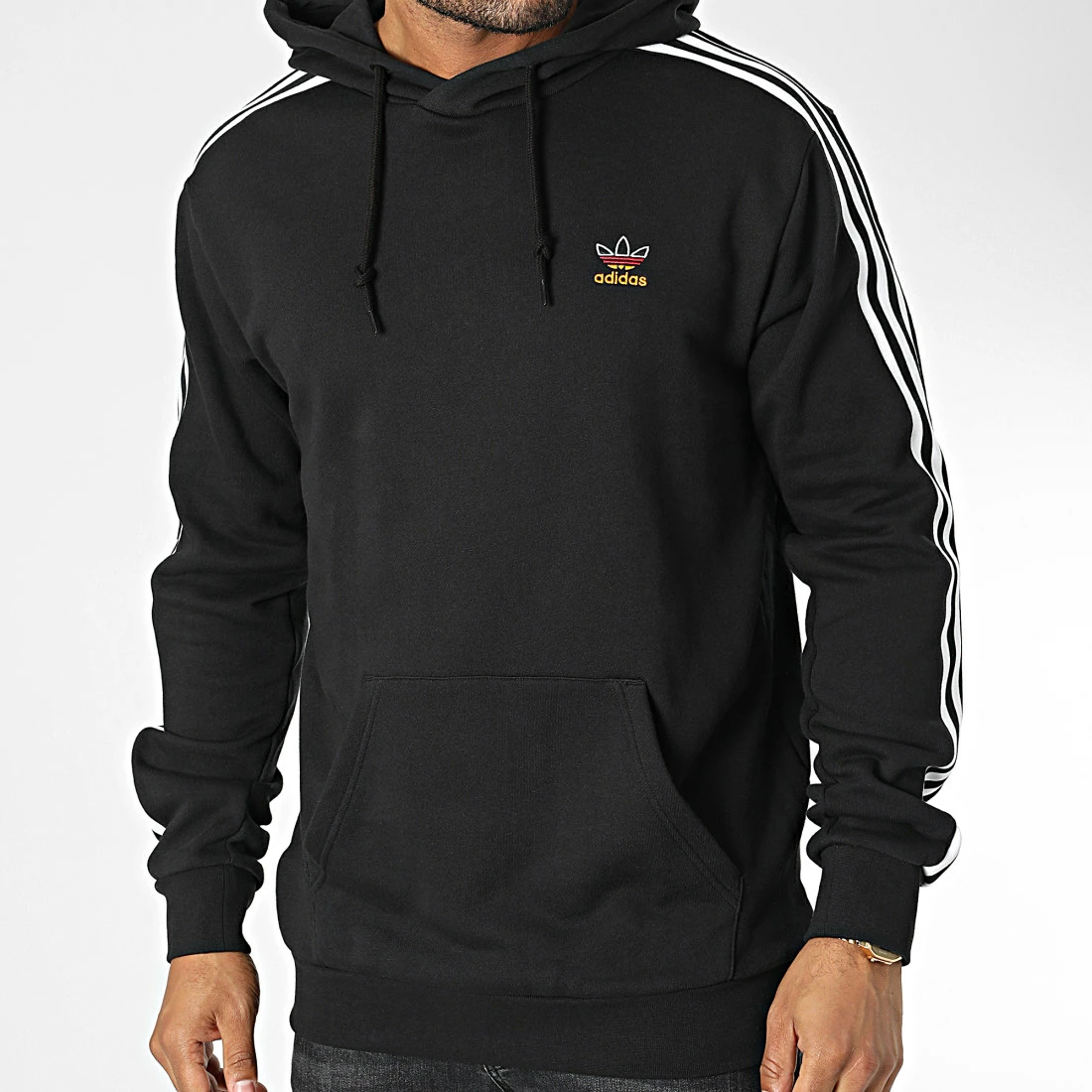 Top 10 🔥 Sweat Capuche A Bandes HK7396 Noir de Adidas Originals 🔥 3 Top 10 🔥 Sweat Capuche A Bandes HK7396 Noir de Adidas Originals 🔥