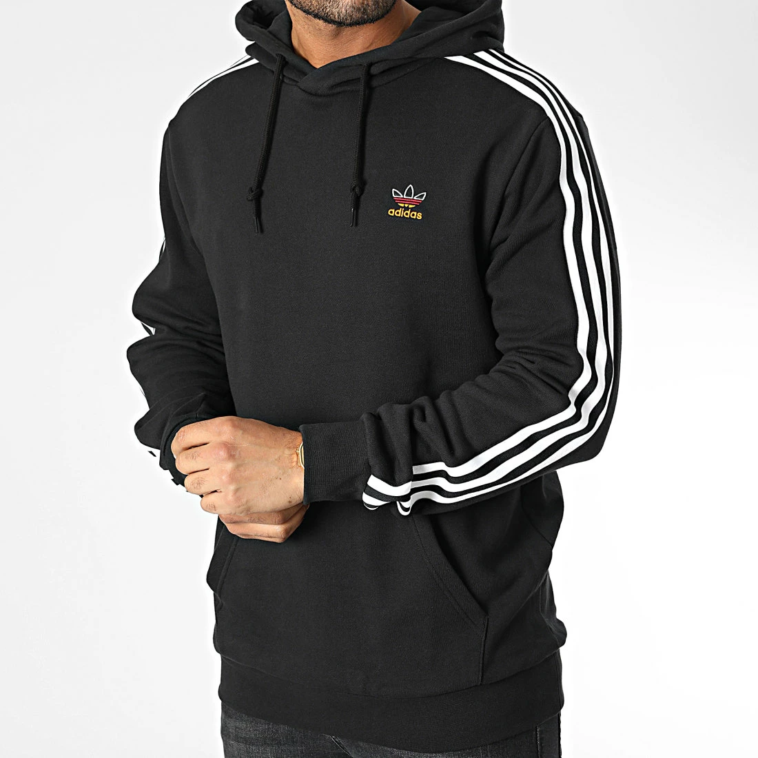 Top 10 🔥 Sweat Capuche A Bandes HK7396 Noir de Adidas Originals 🔥 5 Top 10 🔥 Sweat Capuche A Bandes HK7396 Noir de Adidas Originals 🔥 – Image 3