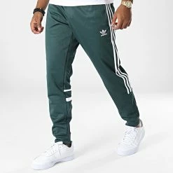 Coupon 🌟 Pantalon Jogging A Bandes Cutline HK9686 Vert de Adidas Originals 😀