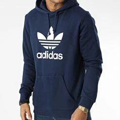 Remise ⭐ Sweat Capuche Trefoil HK5298 Bleu Marine de Adidas Originals 🌟 -Pas Cher adidas Magasin adidas 344956 HK5298 20221027T155329 03