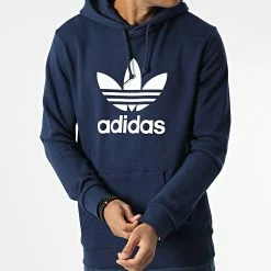 Remise ⭐ Sweat Capuche Trefoil HK5298 Bleu Marine de Adidas Originals 🌟 -Pas Cher adidas Magasin adidas 344956 HK5298 20221027T155335 05