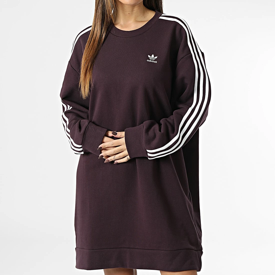 Meilleure vente 🧨 Robe Sweat Crewneck Femme HM4689 Bordeaux de Adidas Originals 🎁 3 Meilleure vente 🧨 Robe Sweat Crewneck Femme HM4689 Bordeaux de Adidas Originals 🎁