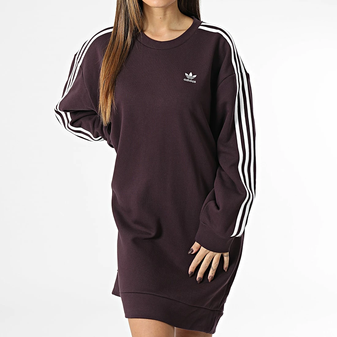 Meilleure vente 🧨 Robe Sweat Crewneck Femme HM4689 Bordeaux de Adidas Originals 🎁 5 Meilleure vente 🧨 Robe Sweat Crewneck Femme HM4689 Bordeaux de Adidas Originals 🎁 – Image 3