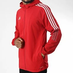 Bon marché 🌟 Veste Zippée Capuche A Bandes GP4965 Rouge de Adidas Performance ⌛ -Pas Cher adidas Magasin adidas 346253 GP4965 20221031T153332 03