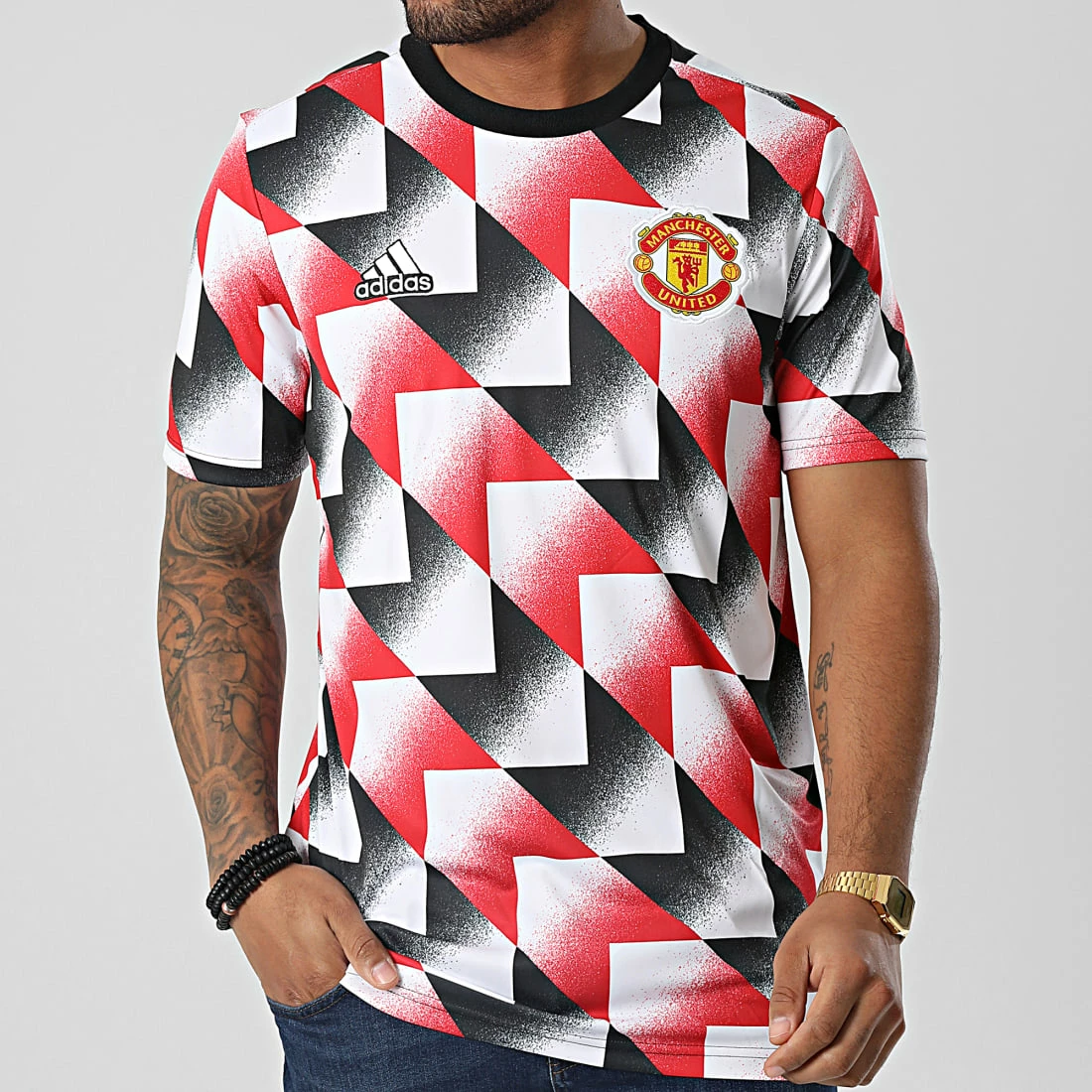 Le moins cher ✔️ Tee 👕 Shirt Training H56682 Manchester United Blanc Rouge de Adidas Performance 🥰 7 Le moins cher ✔️ Tee 👕 Shirt Training H56682 Manchester United Blanc Rouge de Adidas Performance 🥰 – Image 5