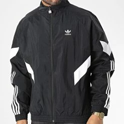 Le moins cher ✨ Veste Zippée A Bandes HK7322 Noir de Adidas Originals ❤️