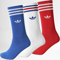 Offres 😉 Lot De 3 Paires De Chaussettes HL6766 Blanc Bleu Rouge de Adidas Originals ⭐
