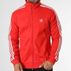Coupon 🔥 Veste Zippée A Bandes HK7363 Rouge de Adidas Originals 🌟 -Pas Cher adidas Magasin adidas 347299 HK7363 20221110T154656 05