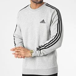Meilleur prix 🎉 Sweat Crewneck A Bandes 3 Stripes GK9110 Gris Chiné de Adidas Performance 😉
