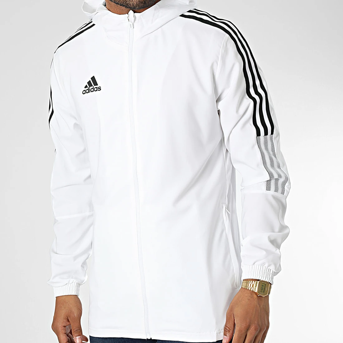 Meilleure affaire 😀 Veste Zippée Capuche A Bandes GP4966 Blanc de Adidas Performance ⌛ 3 Meilleure affaire 😀 Veste Zippée Capuche A Bandes GP4966 Blanc de Adidas Performance ⌛