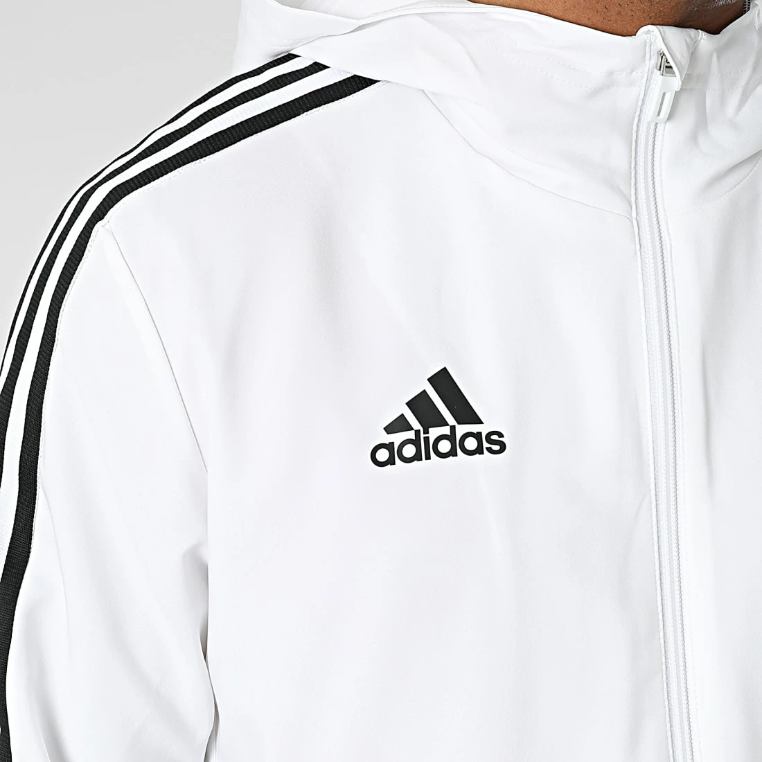 Meilleure affaire 😀 Veste Zippée Capuche A Bandes GP4966 Blanc de Adidas Performance ⌛ 4 Meilleure affaire 😀 Veste Zippée Capuche A Bandes GP4966 Blanc de Adidas Performance ⌛ – Image 2