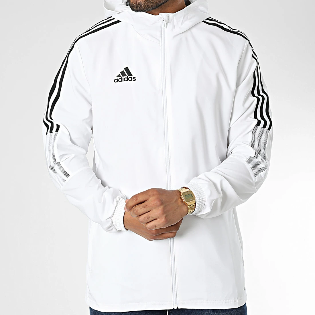 Meilleure affaire 😀 Veste Zippée Capuche A Bandes GP4966 Blanc de Adidas Performance ⌛ 5 Meilleure affaire 😀 Veste Zippée Capuche A Bandes GP4966 Blanc de Adidas Performance ⌛ – Image 3