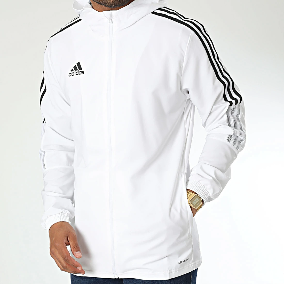 Meilleure affaire 😀 Veste Zippée Capuche A Bandes GP4966 Blanc de Adidas Performance ⌛ 7 Meilleure affaire 😀 Veste Zippée Capuche A Bandes GP4966 Blanc de Adidas Performance ⌛ – Image 5